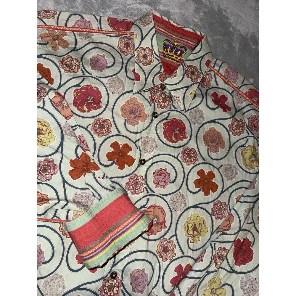 Robert Graham Shirt Mens 3XL Multicolor Crown Floral Long Sleeve Art Flip Cuff